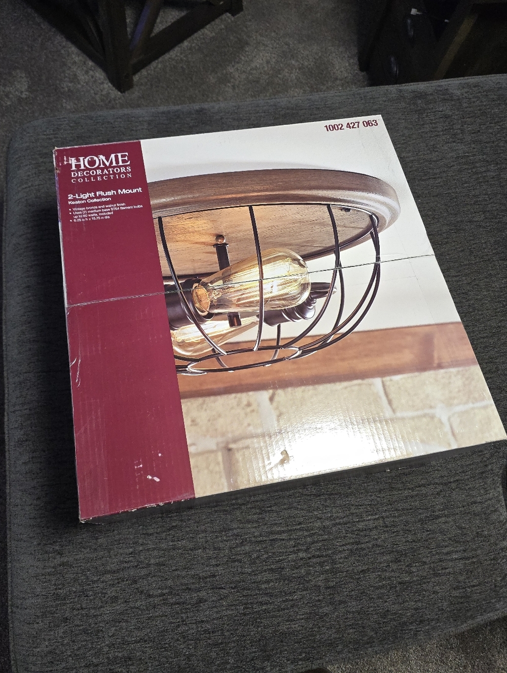 Home Decorators Collection 2-Light Flush Mount Ceiling Light Bronze Open Frame